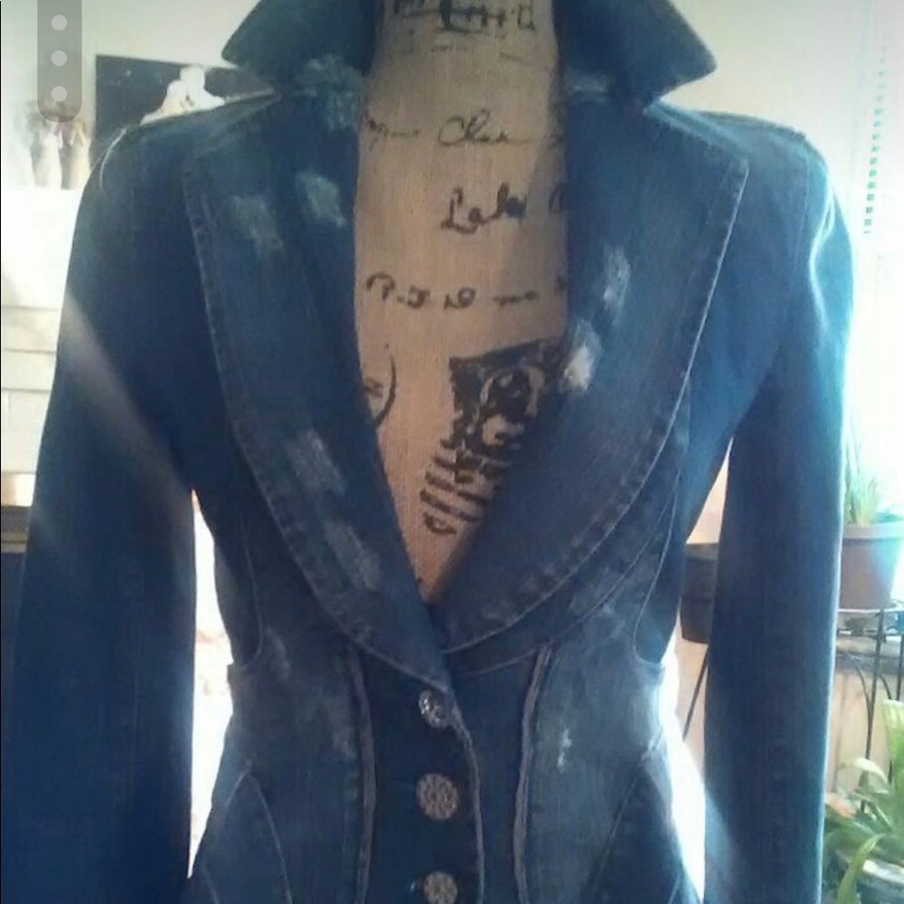Vintage Armani Exchange Distressed Jean Jacket